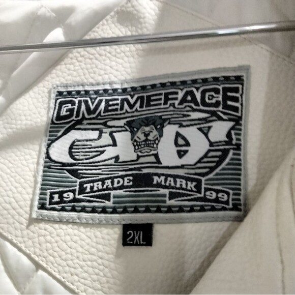 GiveMeFace Men's 2X Leather Jacket Heavy Vegan Leather G Block Rollin' Deep - Picture 8 of 8